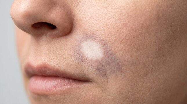 Clinical macro of skin blanching and frosting reaction after laser or cryotherapy treatment.