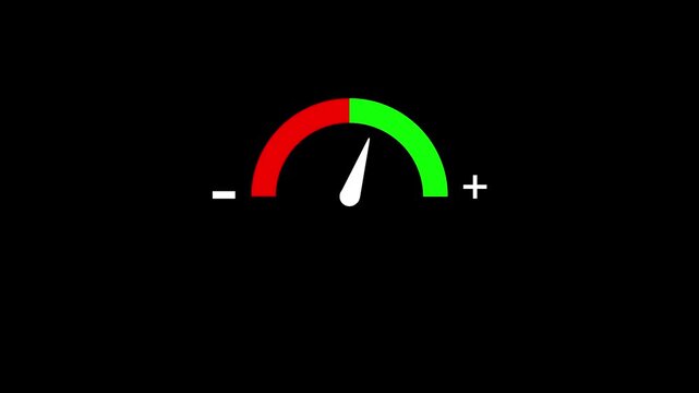 Animated white color dial indicator icon. Measure tool scale with arrow line animation. Instrument to control processes.