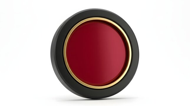 High-precision camera lens with deep red optical glass and sleek black and gold metallic finish