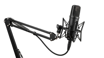 Professional studio microphone with boom arm isolated on a transparent background © Team Olivia 