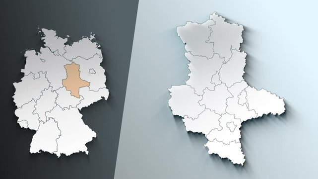 Animated Map of Saxony Anhalt Region Highlighted Within German with State Borders