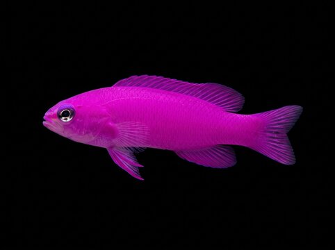Orchid Dottyback (Pseudochromis fridmani) Isolated on Black Background