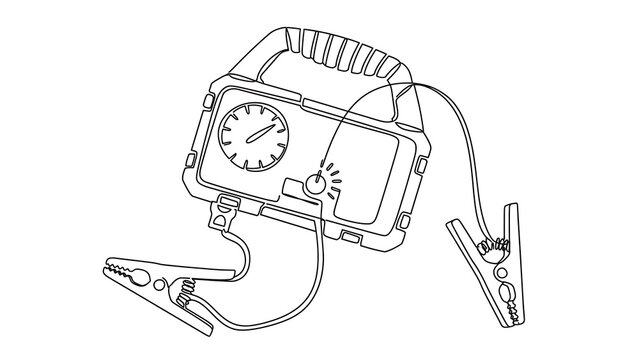 Car battery charger with cables white background.