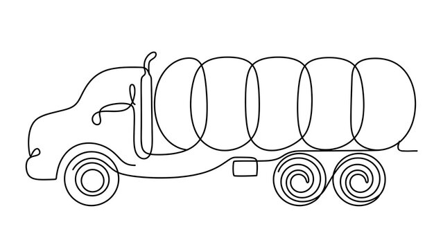Cement mixer truck line art white background.