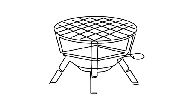 Charcoal grill illustration on white background.