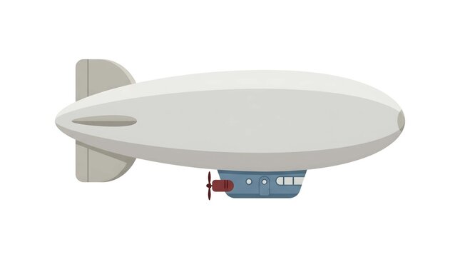 White blimp vector airship illustration isolated on white