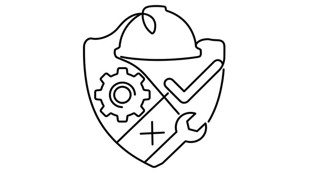 Construction safety shield icon white background.