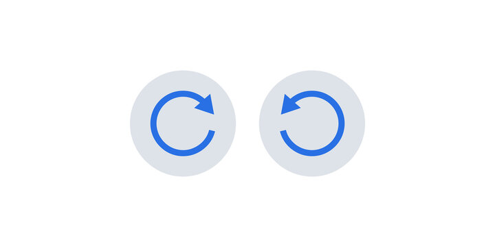 Circular arrows rotation icon in blue color on rounded grey button background representing reload reset and sync functions.