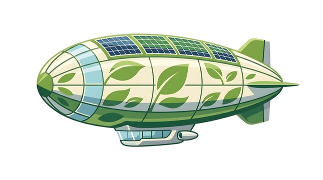 Futuristic green blimp vector for sustainable air transport