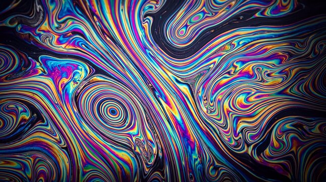 Abstract Iridescent Psychedelic Swirl Texture Background