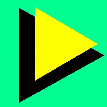 Retro 80s style Medium Spring Green background with yellow and black outlined triangles synthwave 1980s