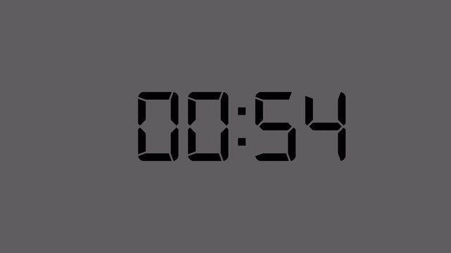 Countdown Animation, 1 minute Display A Timer Counting Down Minute And Second In 4K Animation