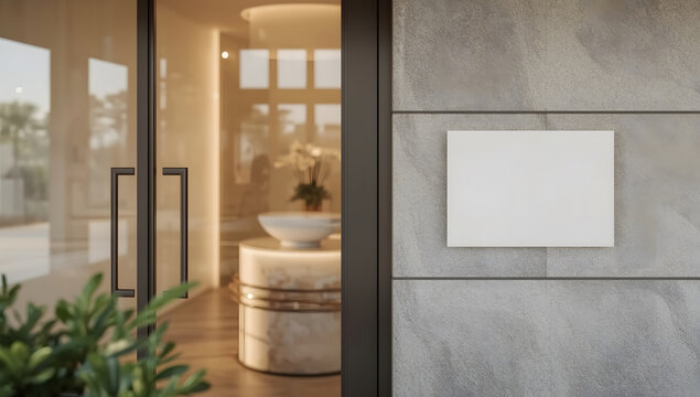 Modern luxury entrance blank signage mockup