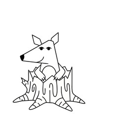 Fototapeta premium Cartoon animal in a tree stump