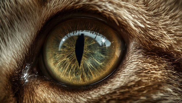Macro detail of yellow feline eye