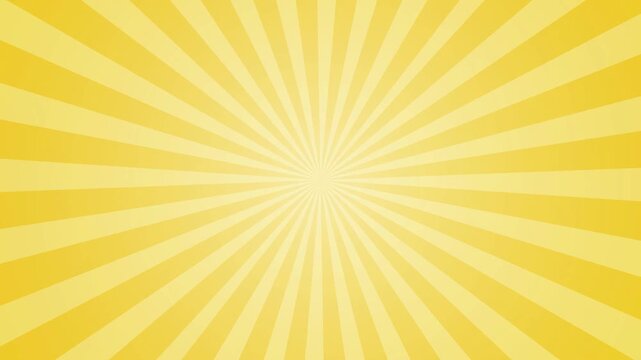 Animation yellow sunburst rotate unique abstract, Animated yellow sunburst background featuring subtle radiant light rays, Abstract background of yellow sunburst lines comic cartoon 