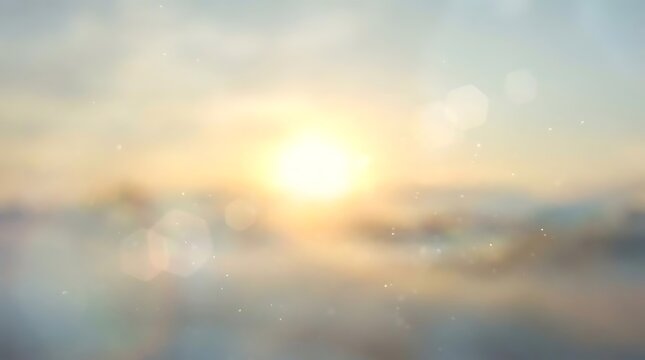 Golden sun with bokeh light and sparkling dust