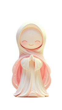 Cute figure of a character wearing a hood with a happy expression in a simple pose