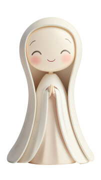 Cute figure of a woman with long hair and hands together appears in a simple design