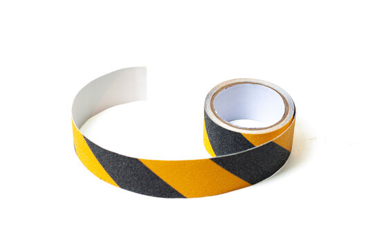 Roll of anti slip black and yellow safety tape used to increase floor traction, highlight hazards, and help prevent slips and falls in workplaces.