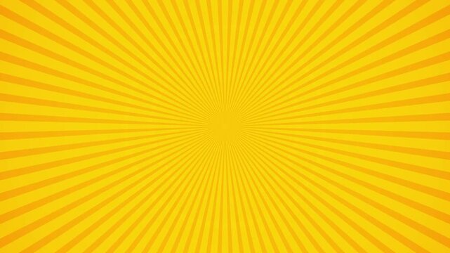 Vibrant orange and yellow sunburst motion background, retro comic Yellow sunburst animation background, Yellow Retro Pop Art Sunburst Comic Motion Video Background, Bright yellow sunburst light 