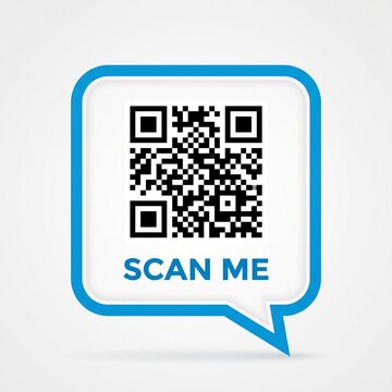 Scan me qr code in speech bubble icon