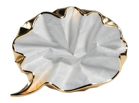 Wrinkled gold paper speech bubble element.
