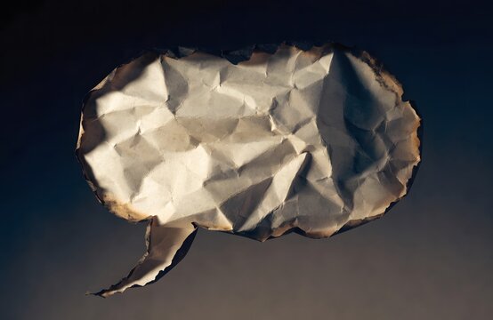 Burnt edge paper speech bubble backdrop.