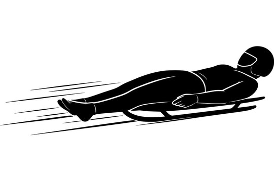 Luge Athlete Silhouette. Luge Racing Speed. Extreme Velocity. Aerodynamic Winter Sport Vector Design