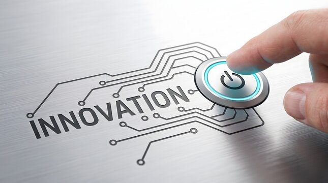 Finger presses power button on innovation circuit board