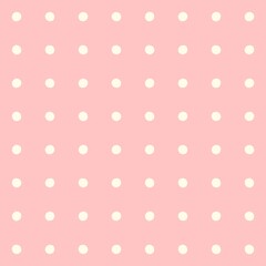 Soft pink background with a repeating pattern of cream polka dots © Syaima Levantine