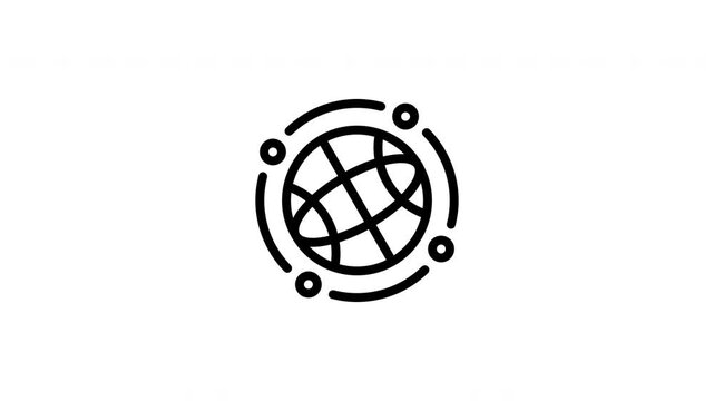 Globe orbiting icon with dots for global connectivity concepts, technology or communication designs. Perfect for digital presentations.
