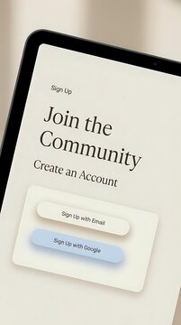 Join the Community Create an Account sign up page displayed on mobile