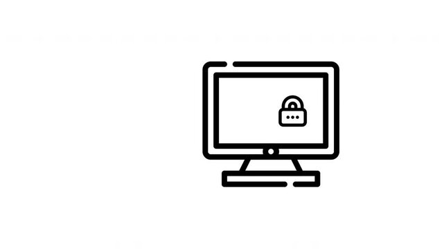 Monitor with a lock and a file security protection ideal for cybersecurity concepts, data secure information storage, technology themes.
