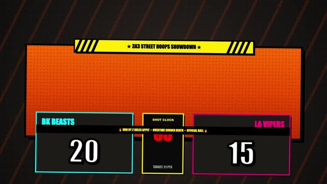 Pop Art Style 3x3 Street Basketball Scoreboard Animation