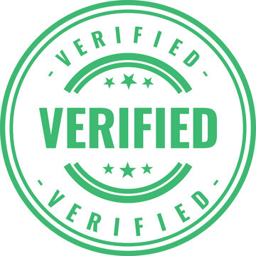 A green circular stamp design with the word verified and small decorative stars for certification