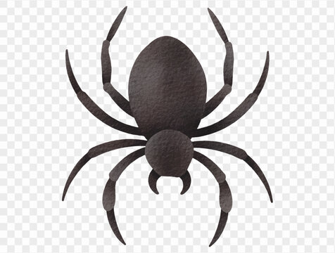 Black spider watercolor Halloween creepy animal illustration Vector.