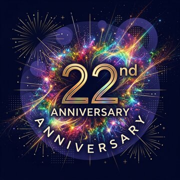 Celebrating a Milestone Vibrant 22nd Anniversary Explosion with Fireworks and Confetti