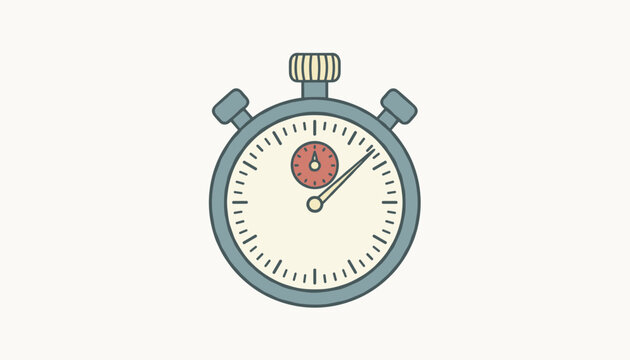 Retro style mechanical stopwatch icon in blue and red tones representing time management and speed measurement.