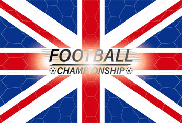 Fototapeta premium Flag of United Kingdom with Soccer Goal Net. United Kingdom Football Championship Concept. Vector Illustration.