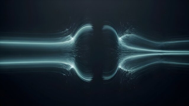 Flow field streamlines bending past obstacles &ndash; Suitable for aerodynamics or scientific tech.