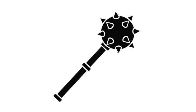 Silhouette illustration of a medieval spiked flail mace weapon used in historical battles and fantasy roleplaying.