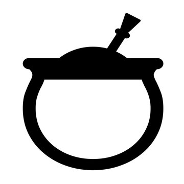Black and white vector illustration of a yerba mate gourd cup with a bombilla straw, isolated on a clean white background.