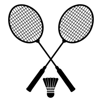 badminton racket shuttlecock icon set vector