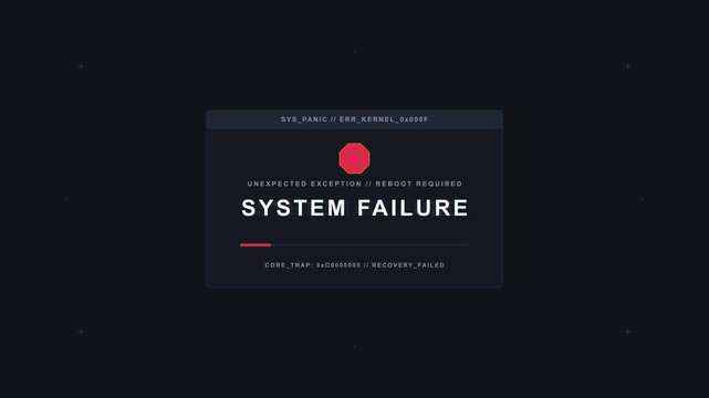 System Failure Error Dialog Box Glitch Screen Animation