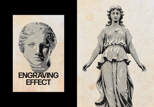 Vertical Engraving Effect For Poster And Print Design