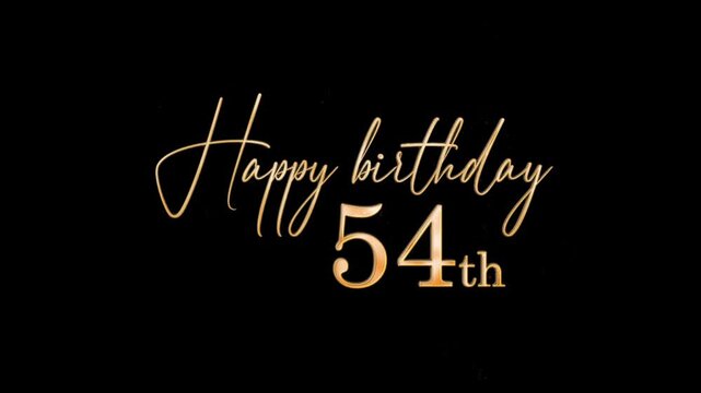 Beautiful Golden Banner Congratulations Happy 54th Birthday, fifty four, Congratulations with golden particles, Transparent background