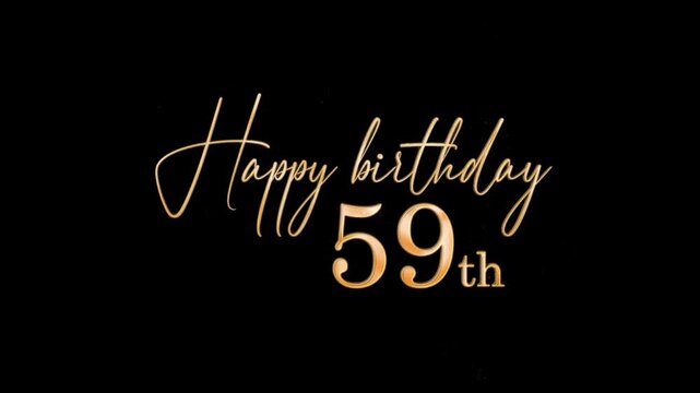 Beautiful Golden Banner Congratulations Happy 59th Birthday, fifty nine, Congratulations with golden particles, Transparent background