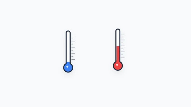 Comparison of hot and cold temperatures on two thermometers.