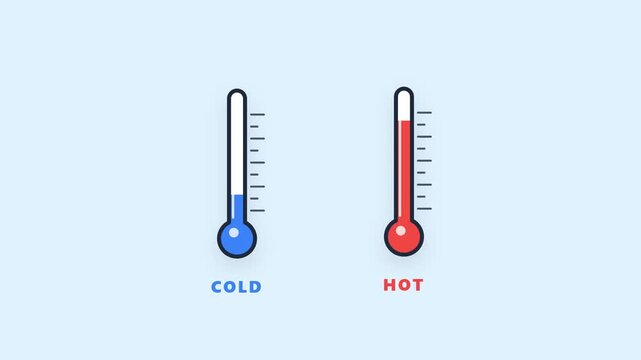 Comparison of hot and cold temperatures on thermometers.